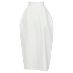 PARIS GEORGIA white cotton silk pleated curved silhouette skirt XS PARIS GEORGIA white cotton silk pleated curved silhouette skirt XS