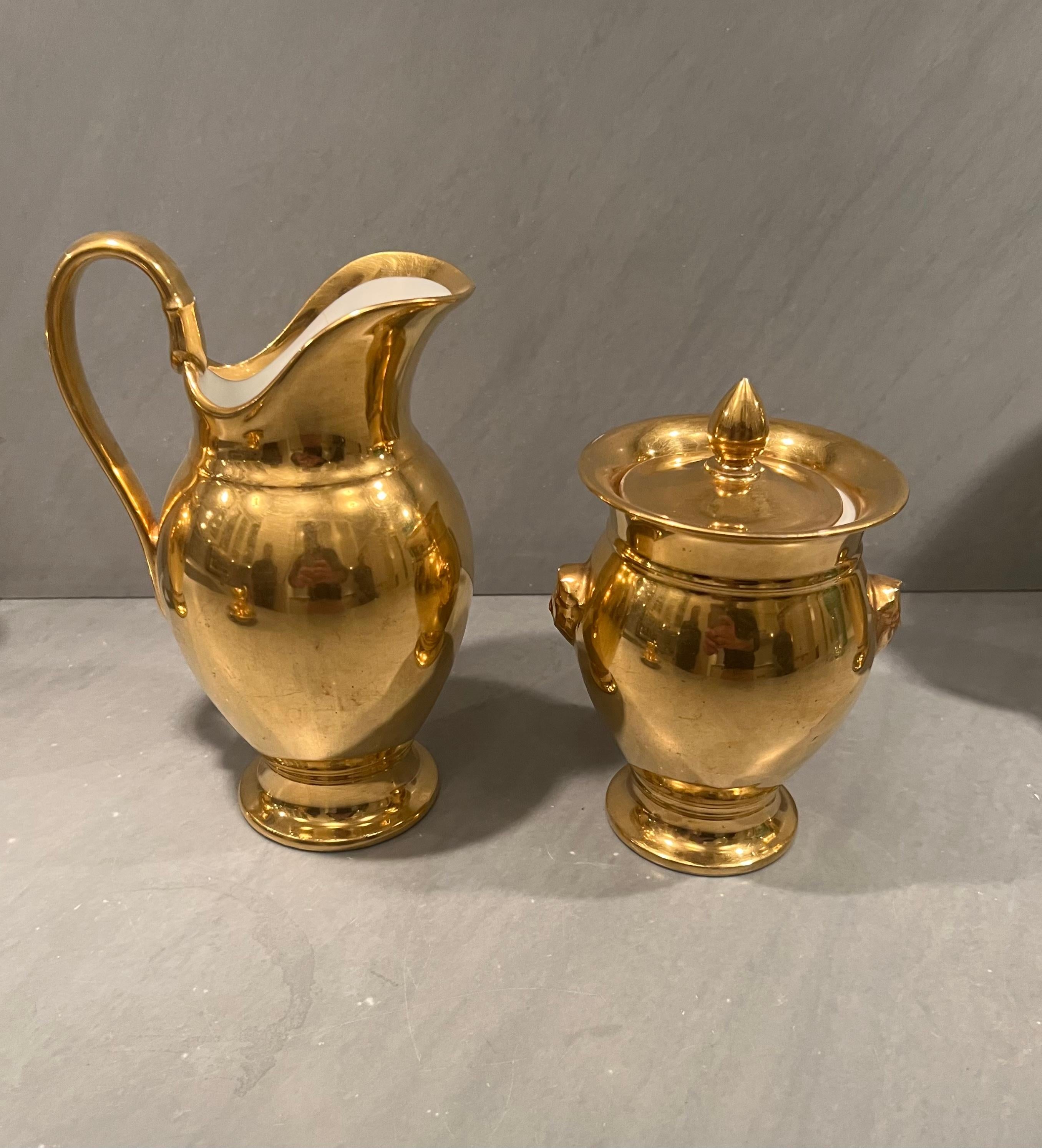 French Paris Gold Porcelain Tea / Coffee Set, 28 Pieces