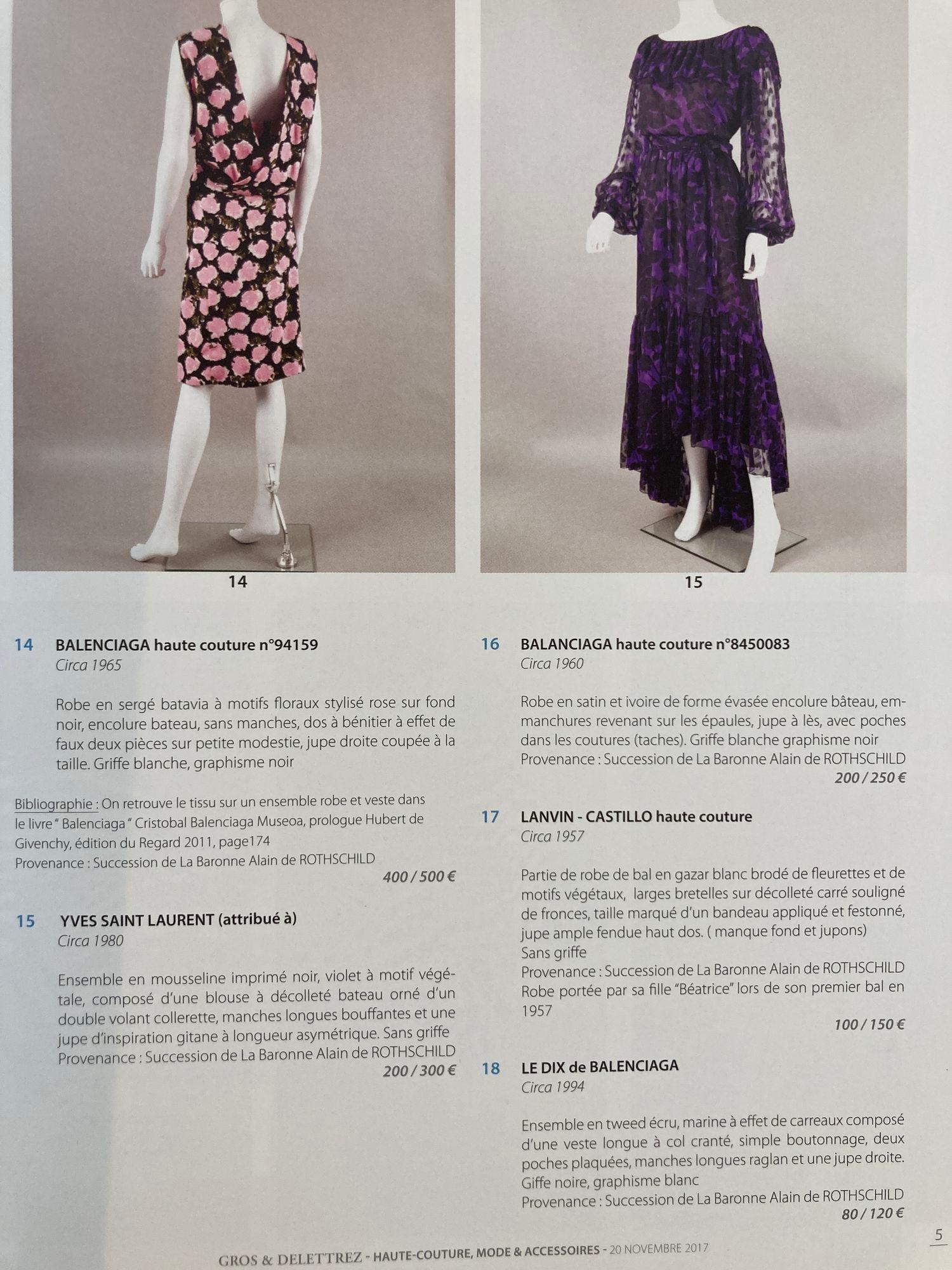 Catalogue des ventes aux enchères de la Haute Couture de Paris 2017 publié par Gros & Delettrez en vente 1