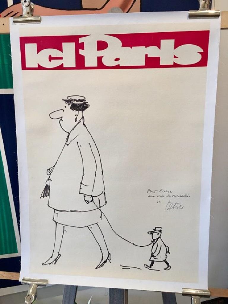 Mid-20th Century Paris Here Original Vintage Poster