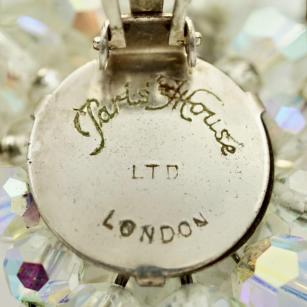 Paris House London Clip-On-Kronleuchter-Ohrringe mit Glas Aurora Borealis 1960er Jahre im Angebot 2