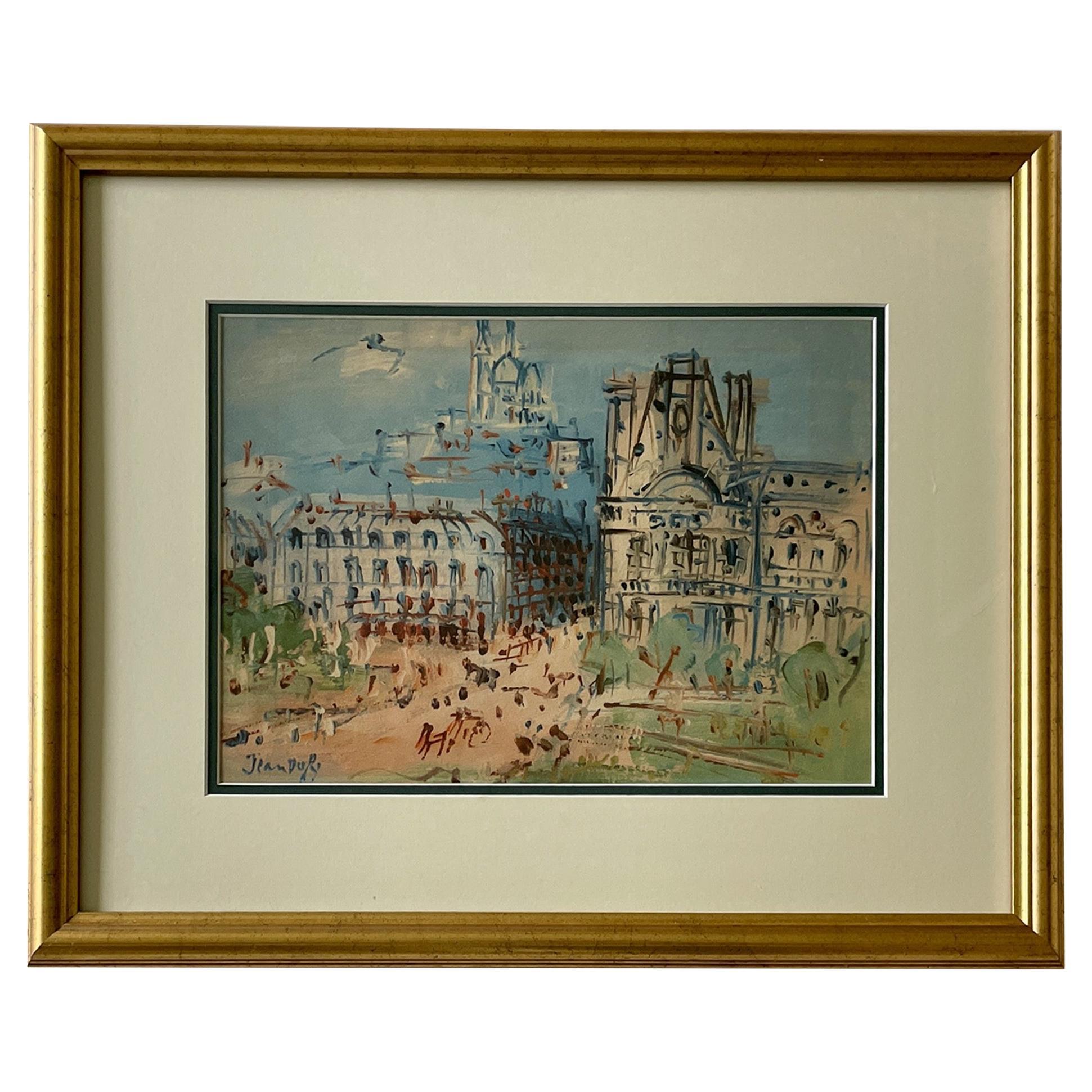 Paris Illustration Scene Lithograph by Jean Dufy For Sale