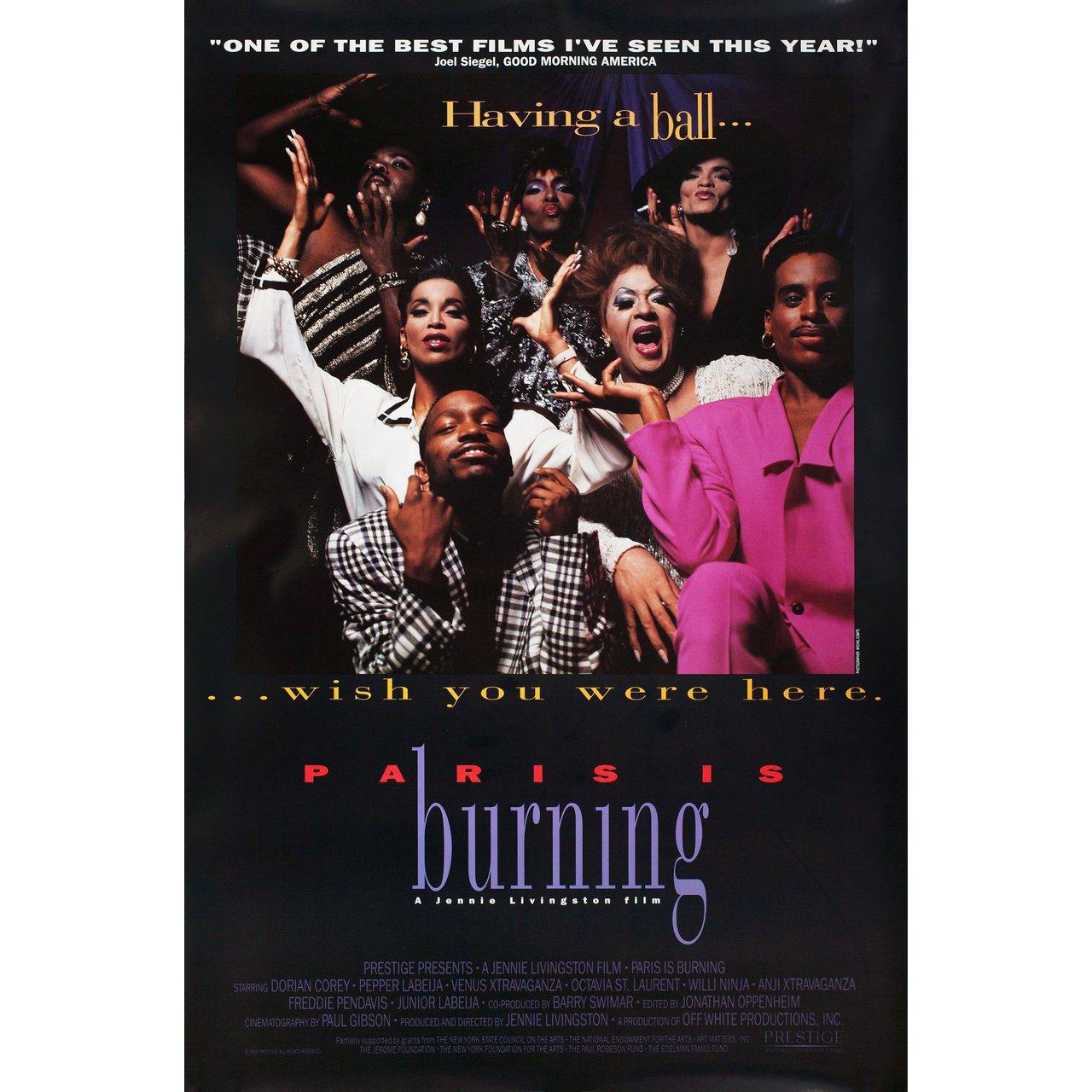 Original 1990 U.S. one sheet poster by Michel Comte for the documentary film Paris Is Burning directed by Jennie Livingston with Andre Christian / Dorian Corey / Paris Dupree / David The Father Xtravaganza. Very Good-Fine condition, rolled. Please