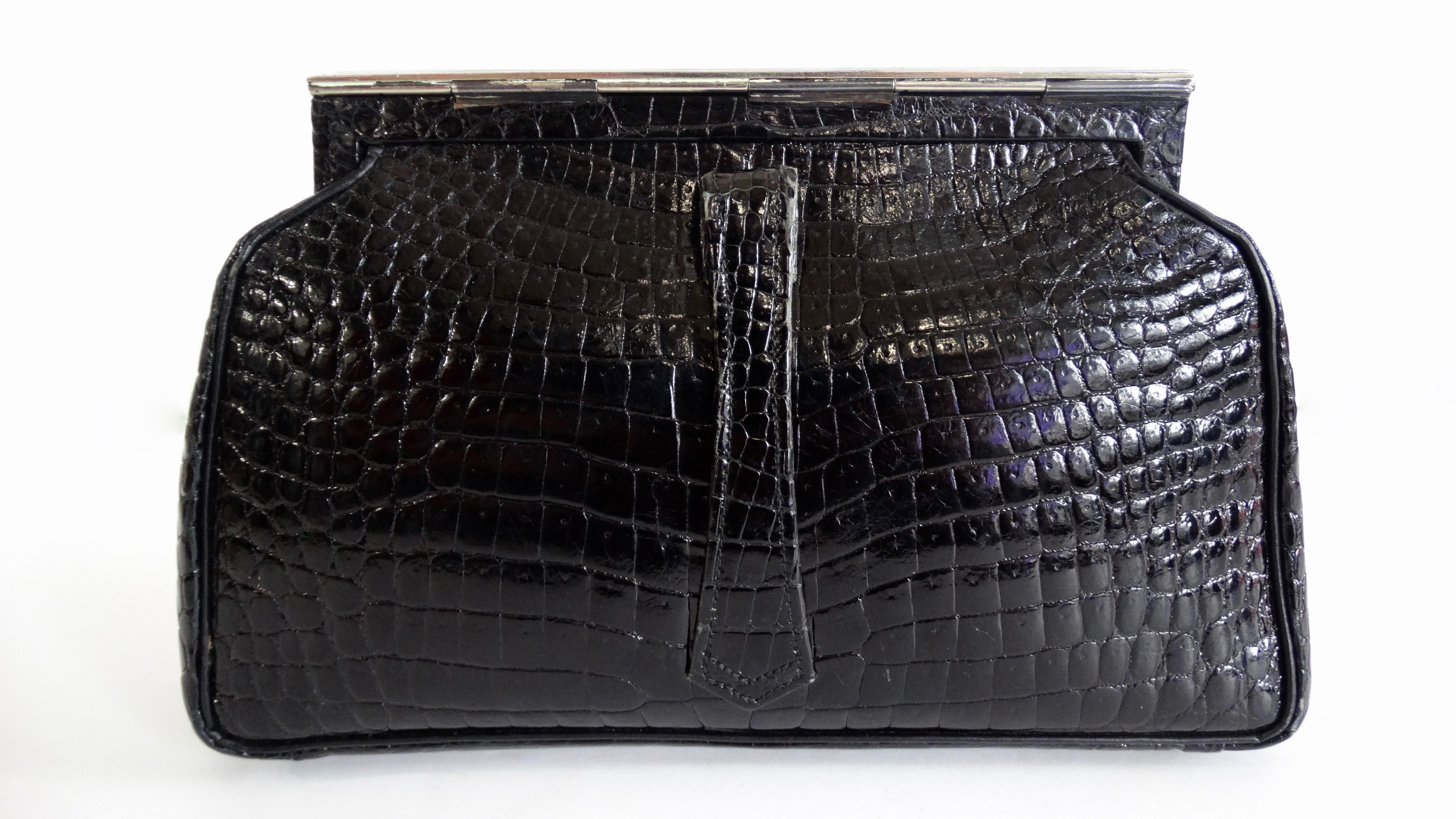 Paris Jacomo Mid-20th Century Crocodile Clutch 3