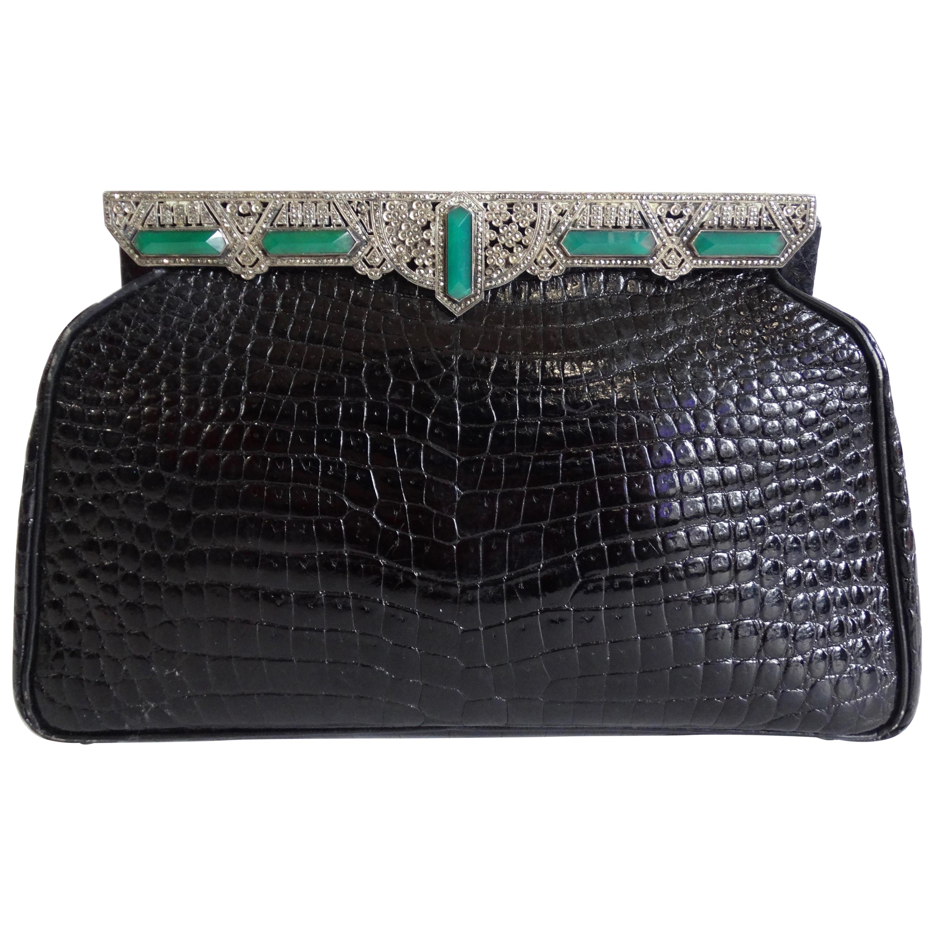 Paris Jacomo Mid-20th Century Crocodile Clutch