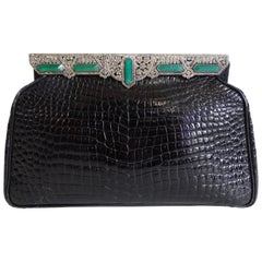 Vintage Paris Jacomo Mid-20th Century Crocodile Clutch