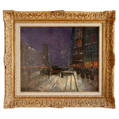 "Paris Le Soir" Oil Canvas Painting By Paul-Marcel Candies Balmiere