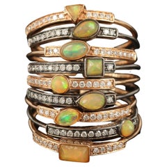 Paris, Lebanon / Mukhi Sisters / 18K Gold / Diamond & Opal Stacking Ring