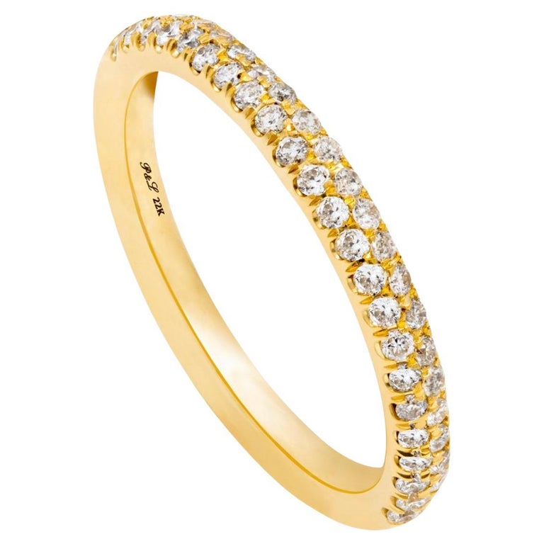 Handmade, 22k Gold, Pave Diamond Ring For Sale at 1stDibs
