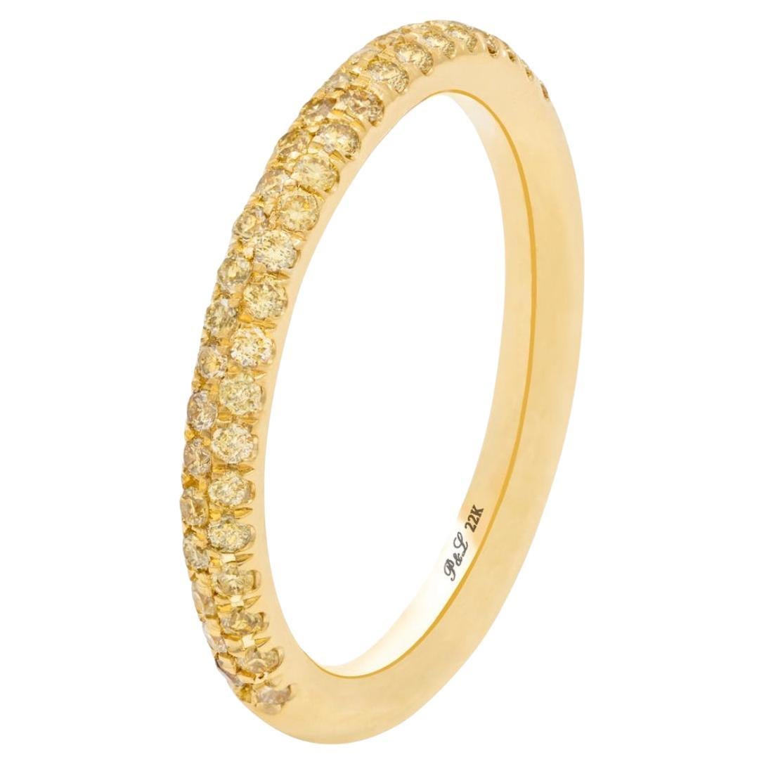 Paris & Lily, Handmade, 22k Gold, Yellow Pave Diamond Ring For Sale