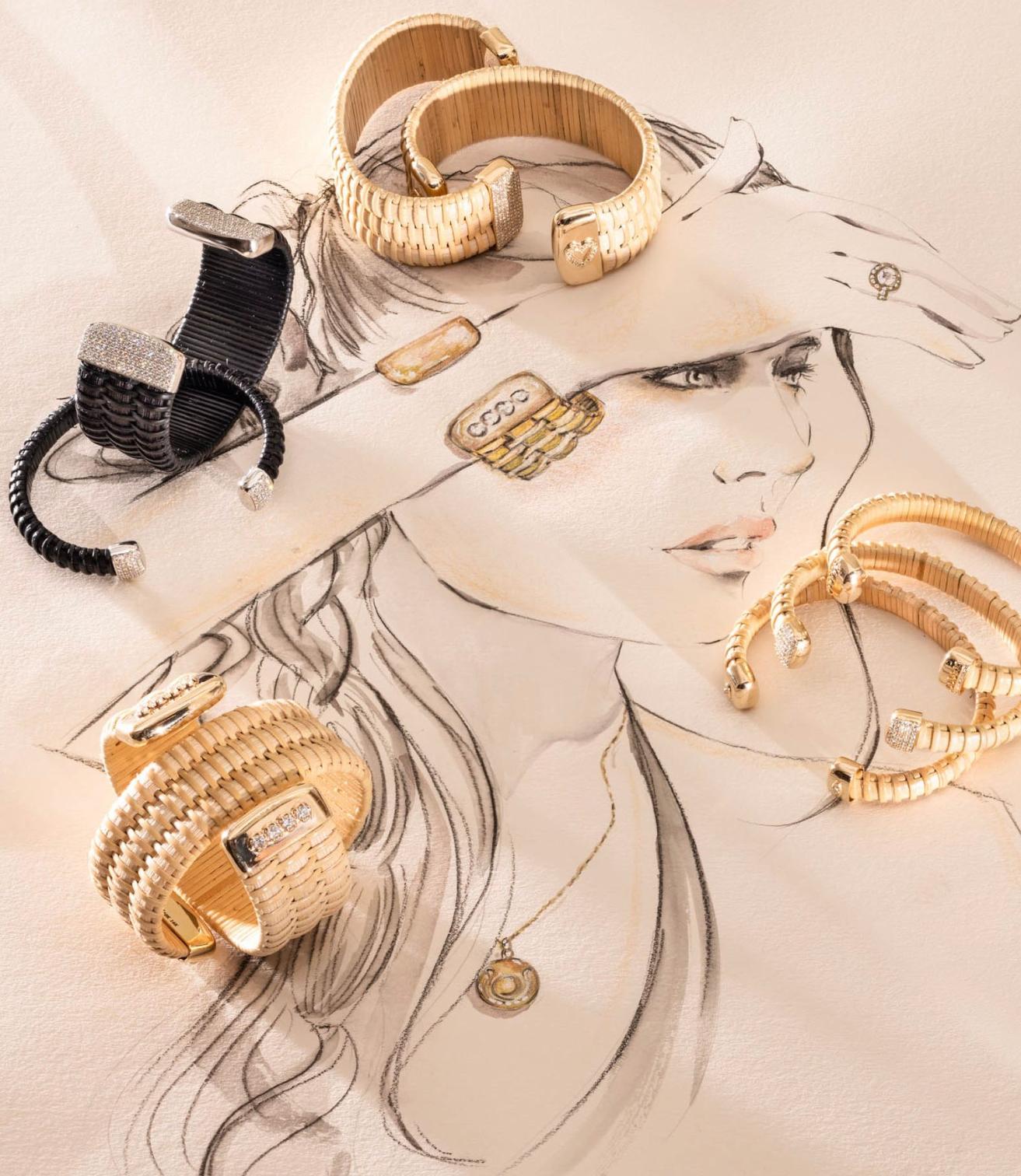 Contemporaneo Paris & Lily Bracciale a cesto Nantucket Lightship con oro bianco e diamanti in vendita
