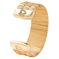 Paris & Lily Nantucket Lightship Basket Cuff with Yellow Gold and Diamonds