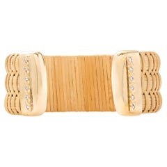 Paris & Lily Nantucket Lightship Basket Cuff with Yellow Gold and Diamonds