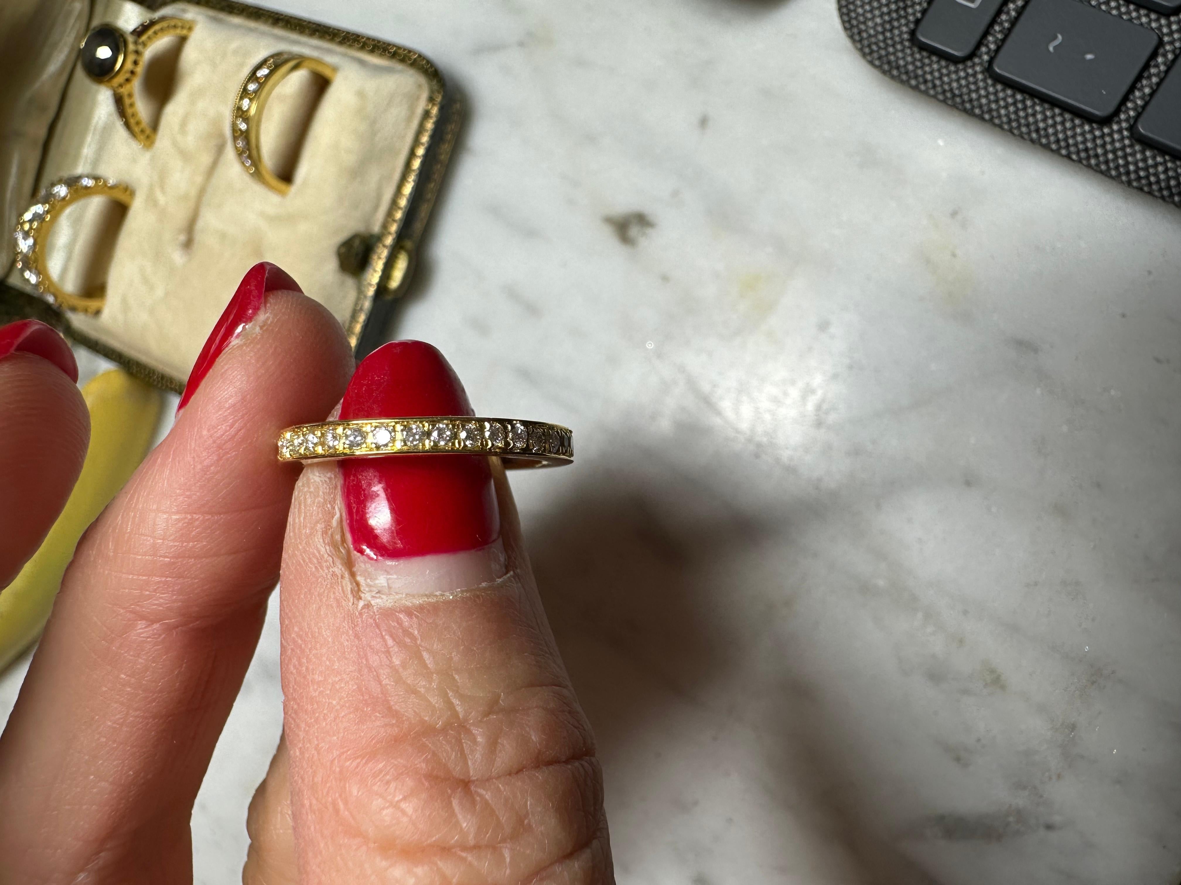 Brilliant Cut Paris & Lily, One-of-a-Kind, Handmade, 22k Gold Band with Diamonds For Sale