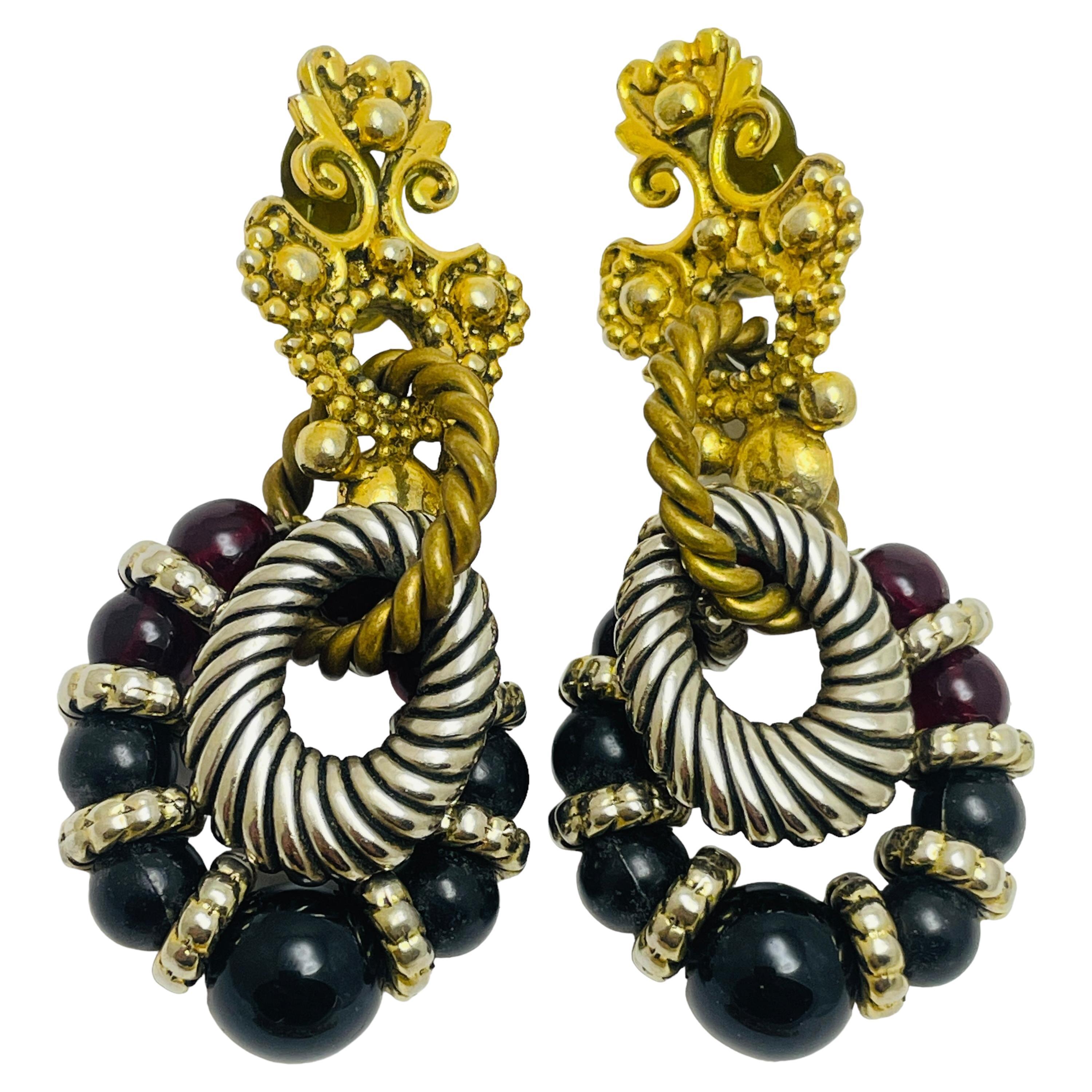 Orecchini a clip di design con perline dorate PARIS Made in France