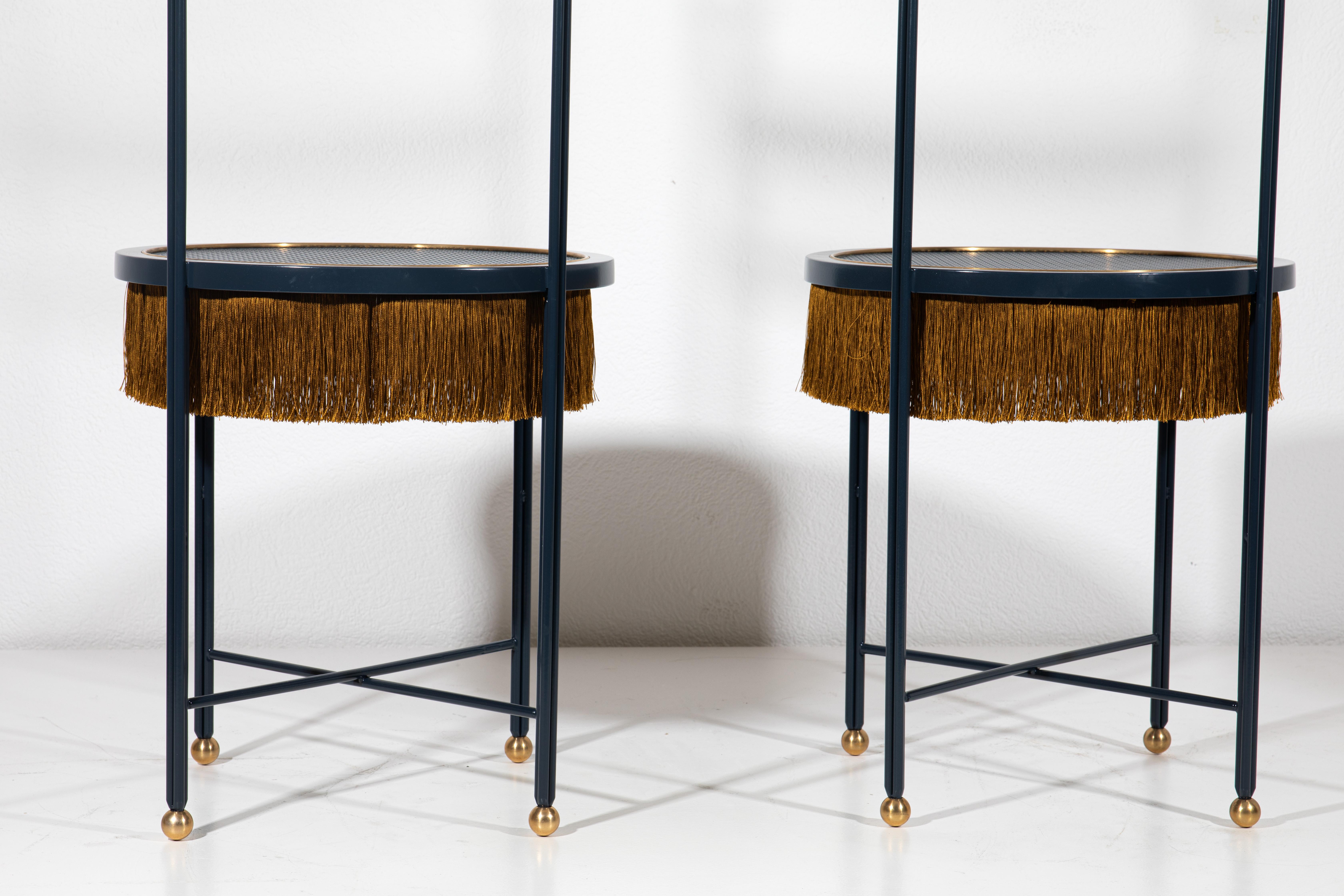 Paris of Blue Chairs with Fringes In Good Condition For Sale In Collonge-Bellerive, GE