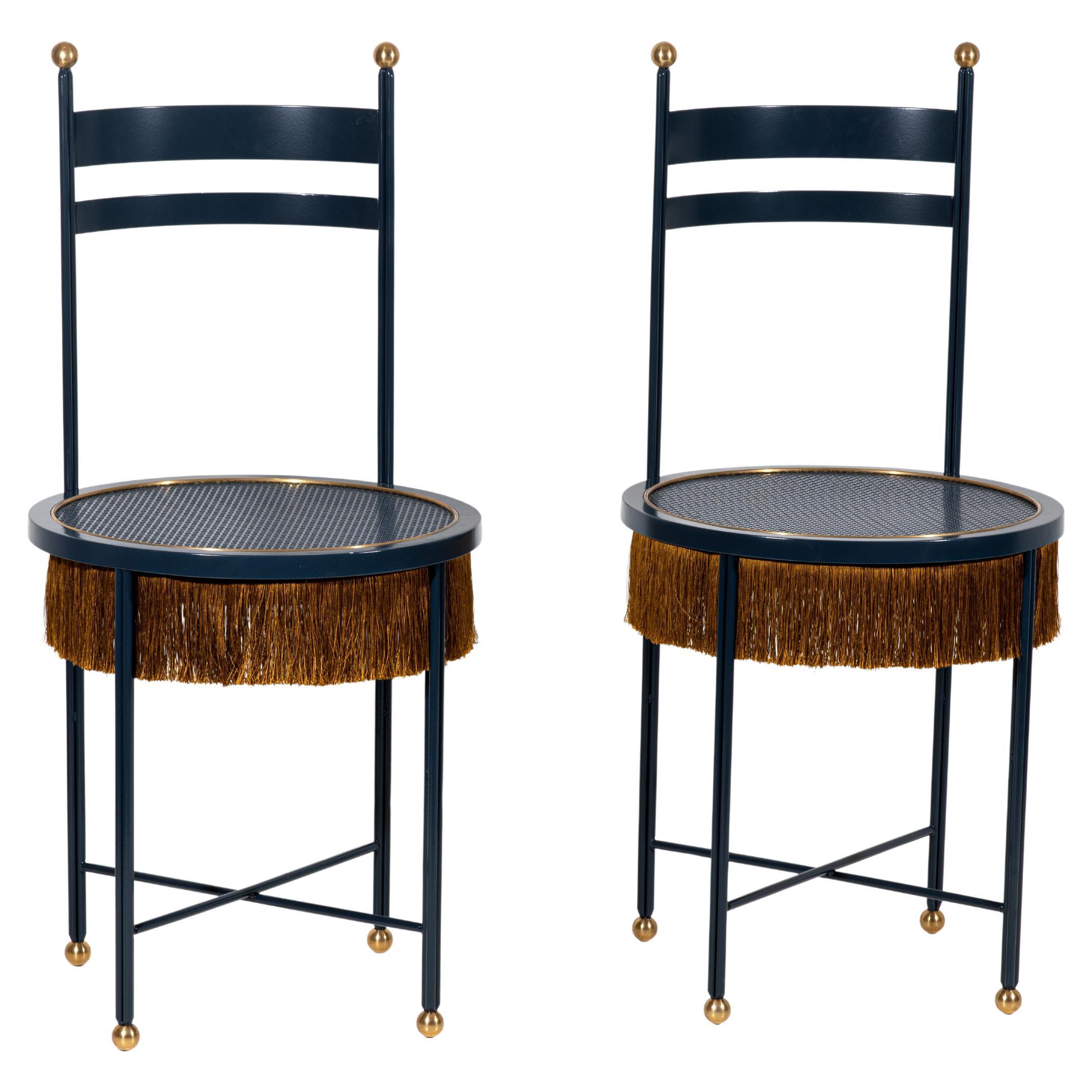 Paris of Blue Chairs with Fringes