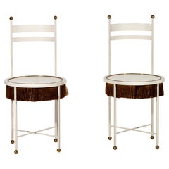 Paris of White Chairs with Fringes