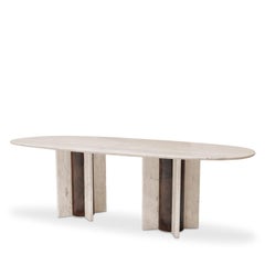Paris Travertine Marble Oval Dining Table