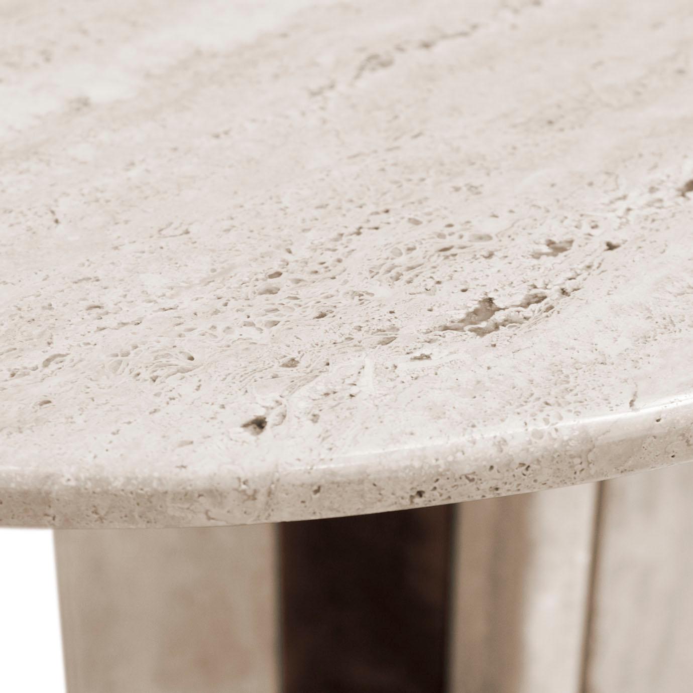 Hand-Crafted Paris Travertine Marble Oval Dining Table For Sale