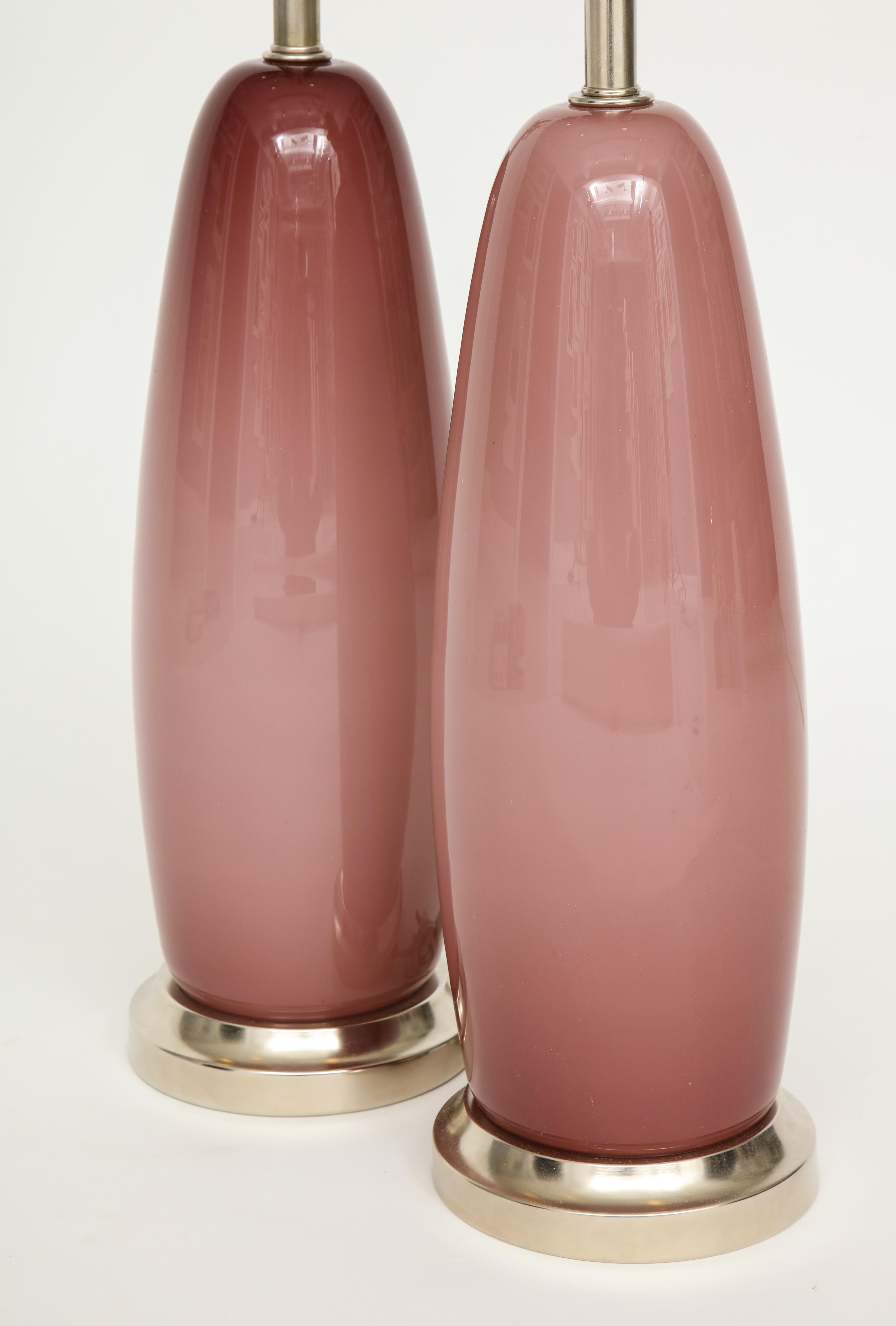 Paris Pink Murano Glass Lamps In Excellent Condition In New York, NY
