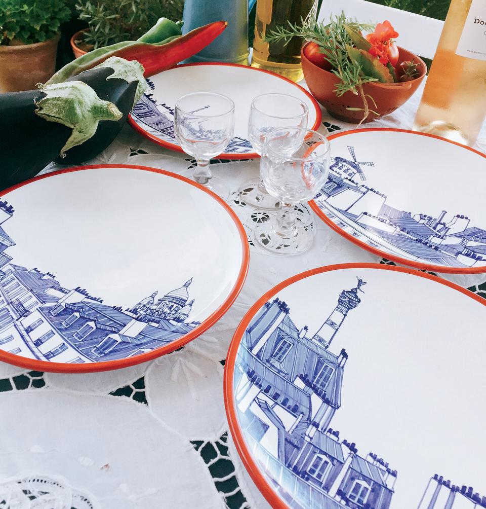 Contemporary Paris Plate Set, 4 Iconic Rooftops