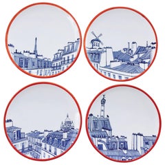 Paris Plate Set, 4 Iconic Rooftops
