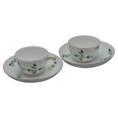 Paris porcelain - 2 cups and saucers, cornflowers decor 'Barbeaux', 18th century