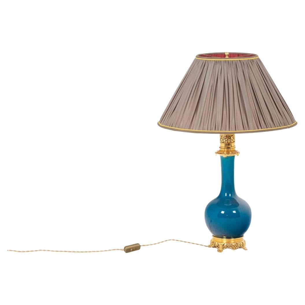 Paris porcelain and gilt bronze lamp, circa 1880 For Sale