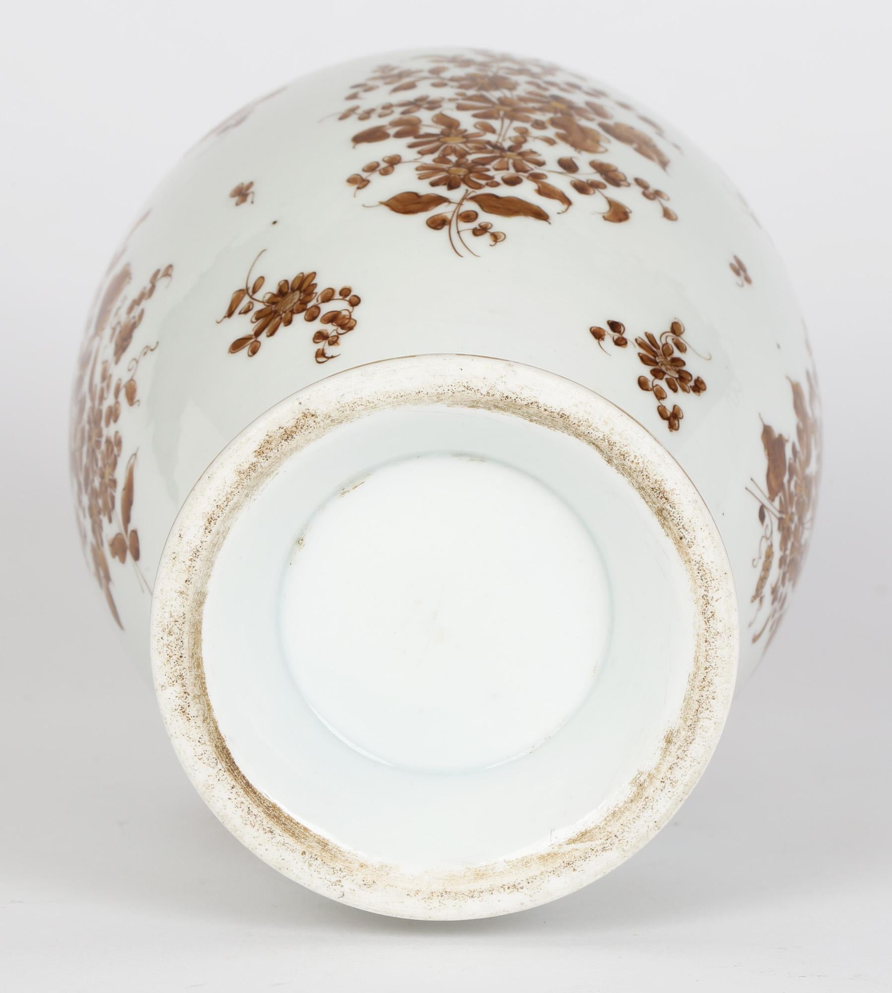 Paris Porcelain Antique En Grisaille Floral Painted Vase 4