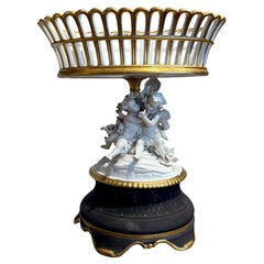 Antique Paris Porcelain Basket Vase, 19th Century