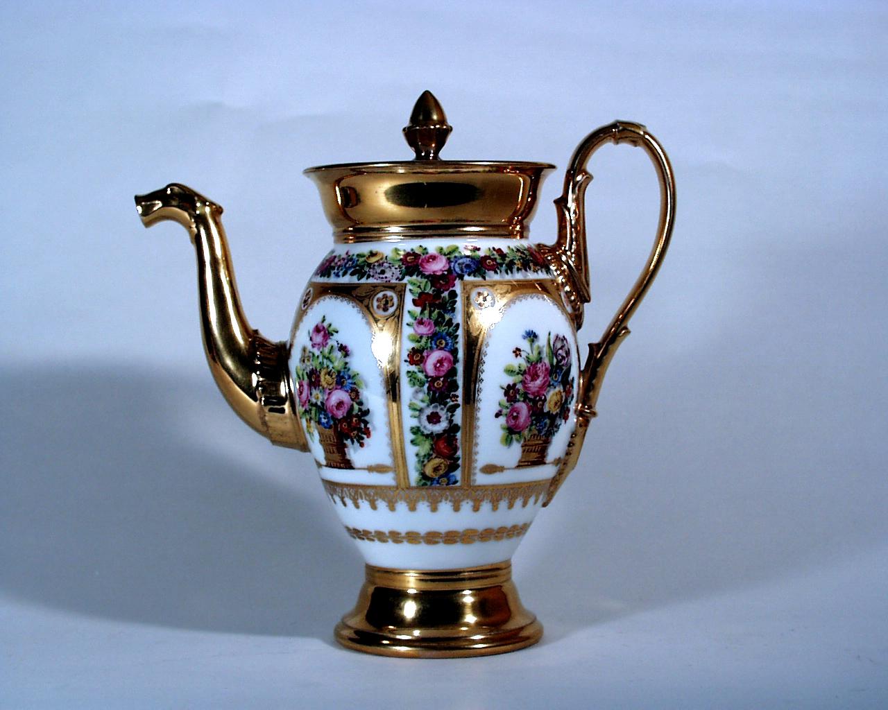 Paris Porcelain Botanical Coffee Pot and Cover 3