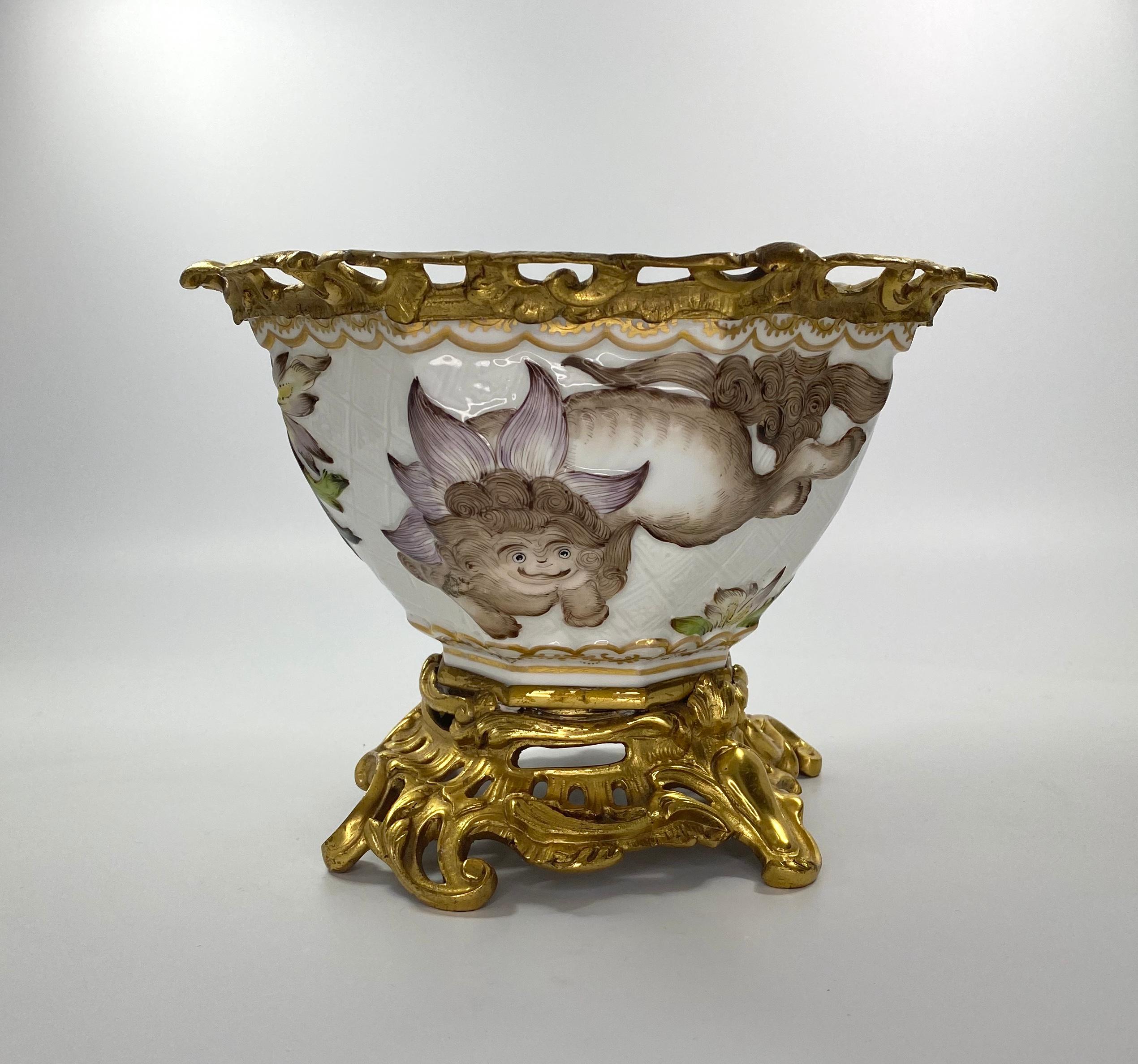 Louis XV Paris Porcelain Bowl with Ormolu Mounts, circa 1880