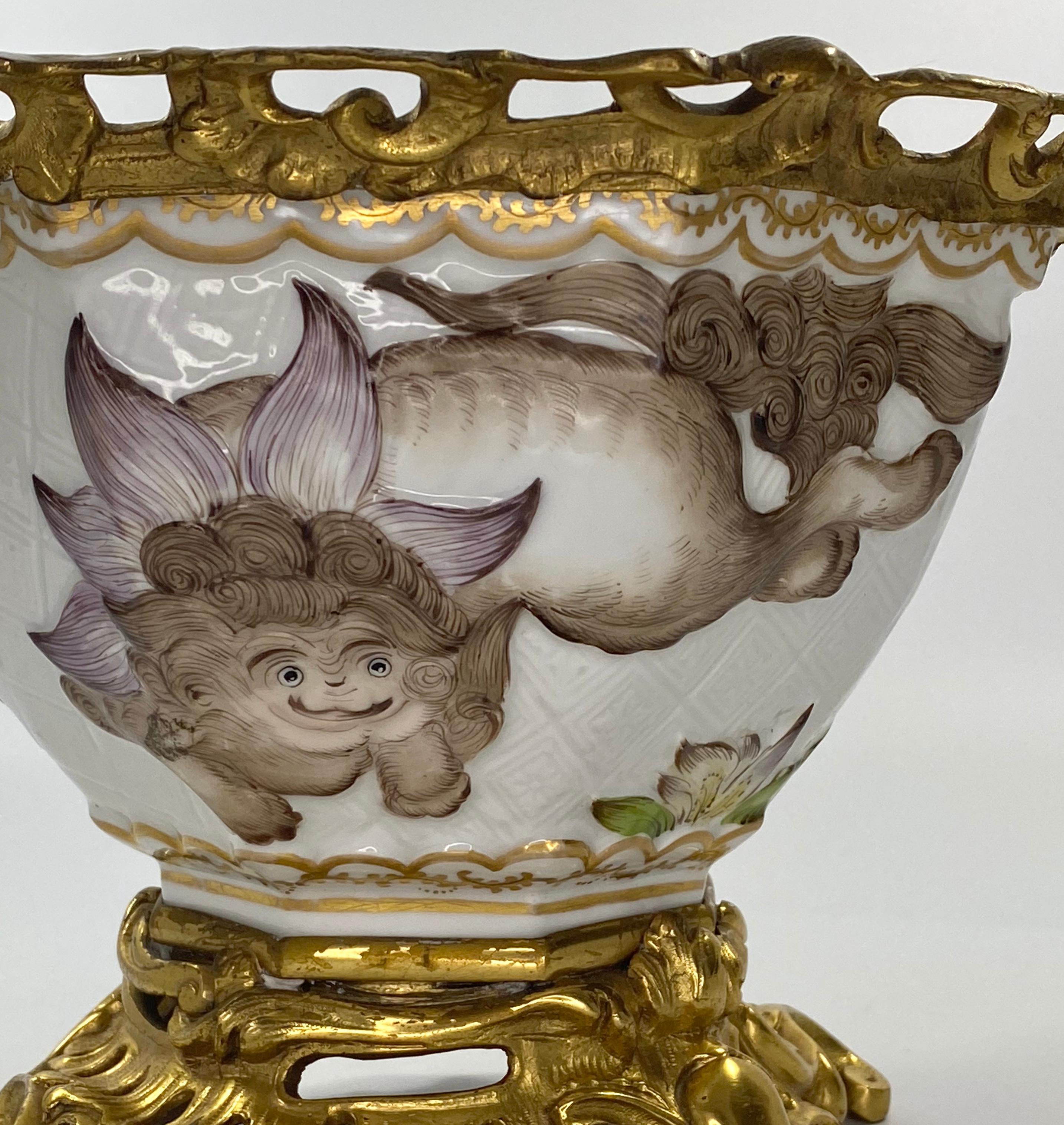 French Paris Porcelain Bowl with Ormolu Mounts, circa 1880