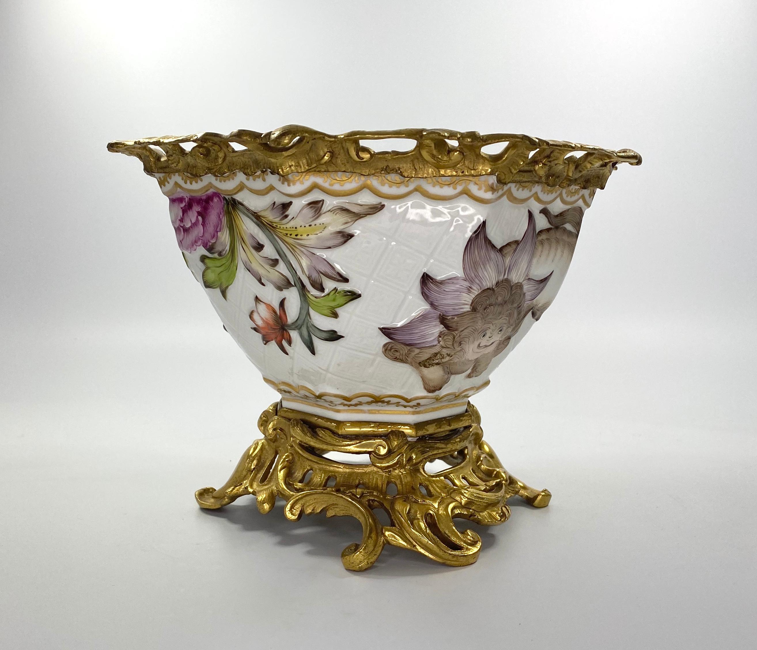 Late 19th Century Paris Porcelain Bowl with Ormolu Mounts, circa 1880