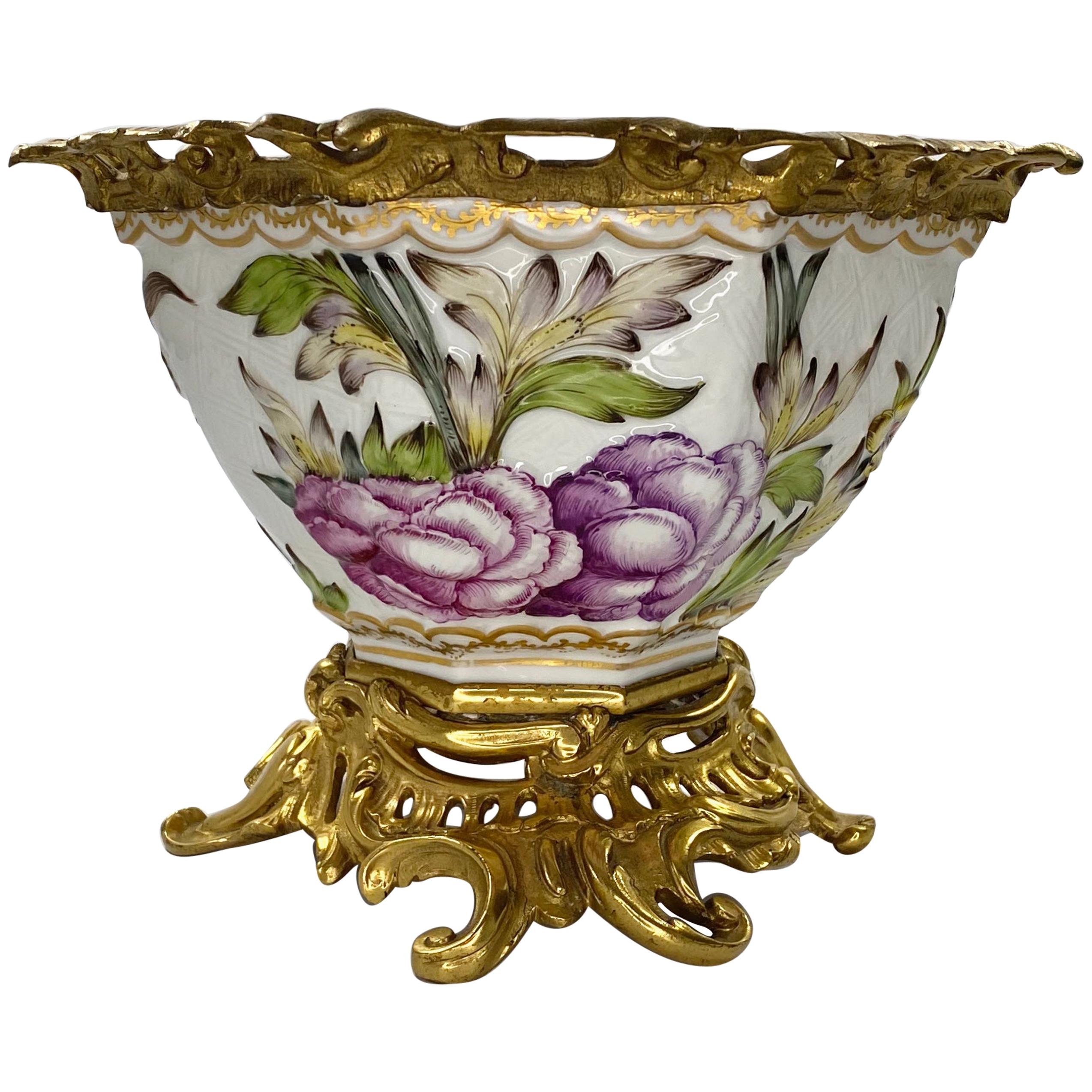 Paris Porcelain Bowl with Ormolu Mounts, circa 1880