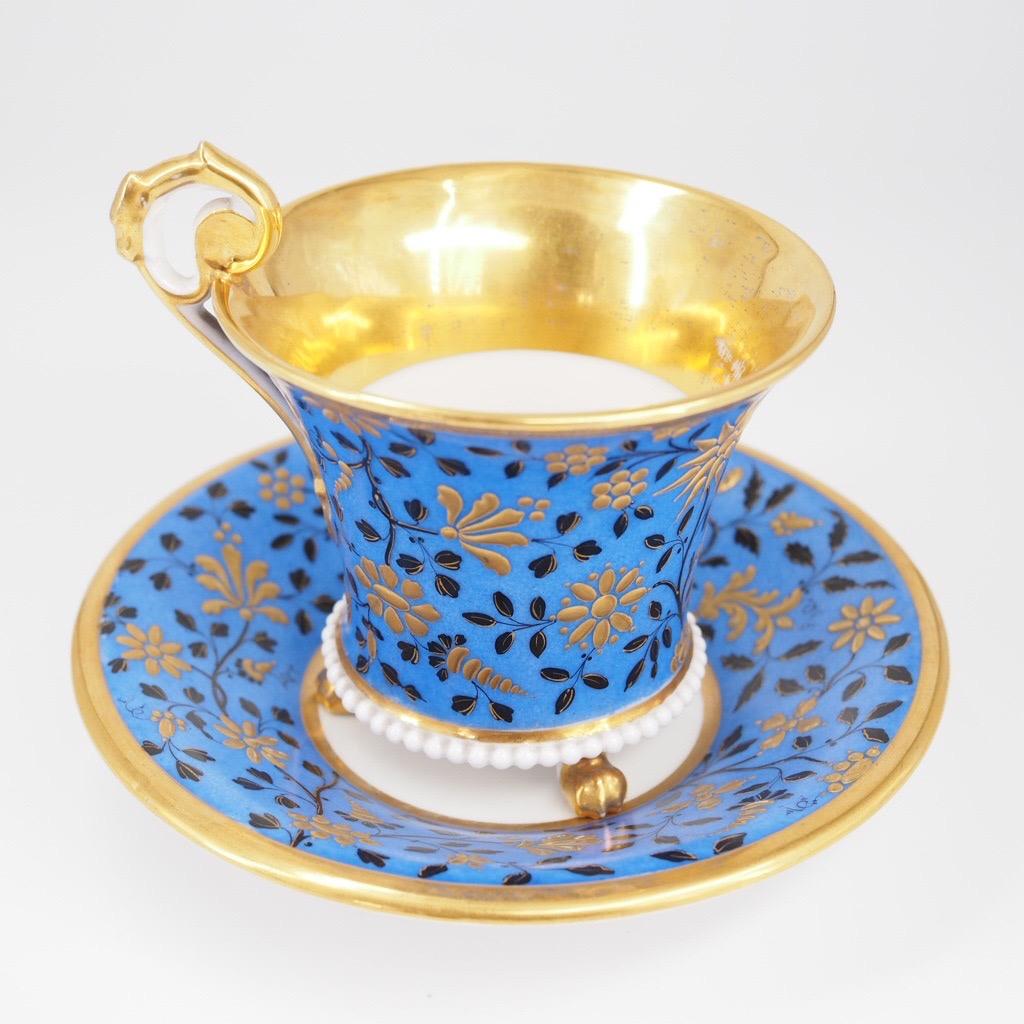 Paris Porcelain Cabinet Cup & Saucer, circa 1830 In Good Condition For Sale In Geelong, Victoria