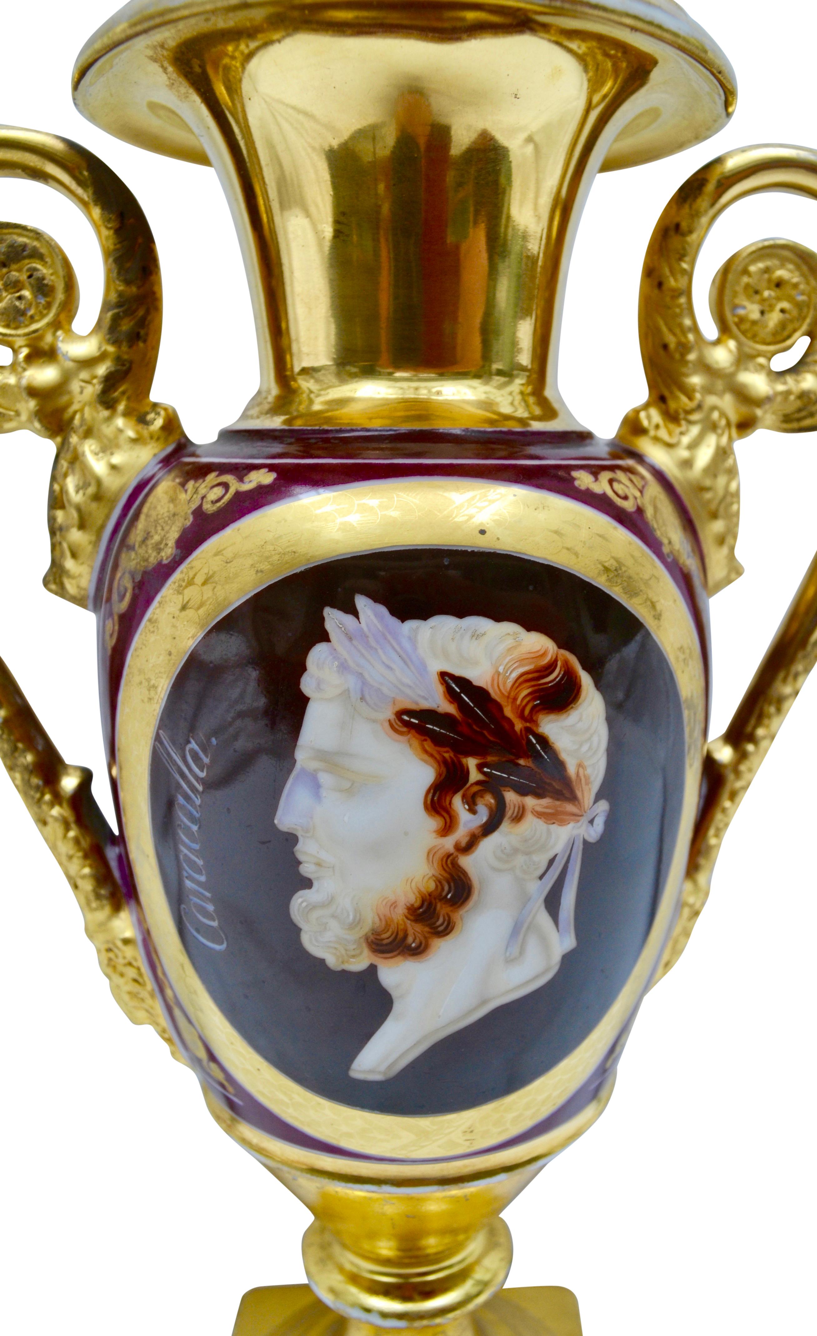 Empire Paris Porcelain Cameo Vase Attributed to Nast For Sale