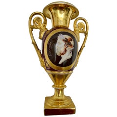 Antique Paris Porcelain Cameo Vase Attributed to Nast