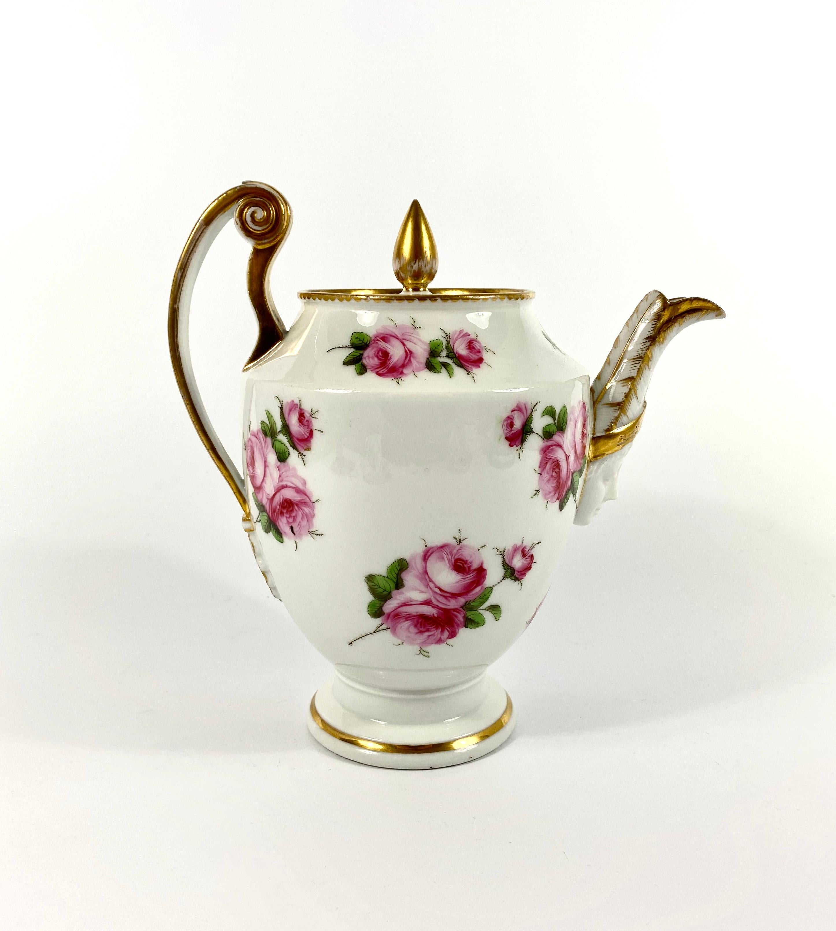 Empire Paris Porcelain Coffee Pot, Roses, circa 1820