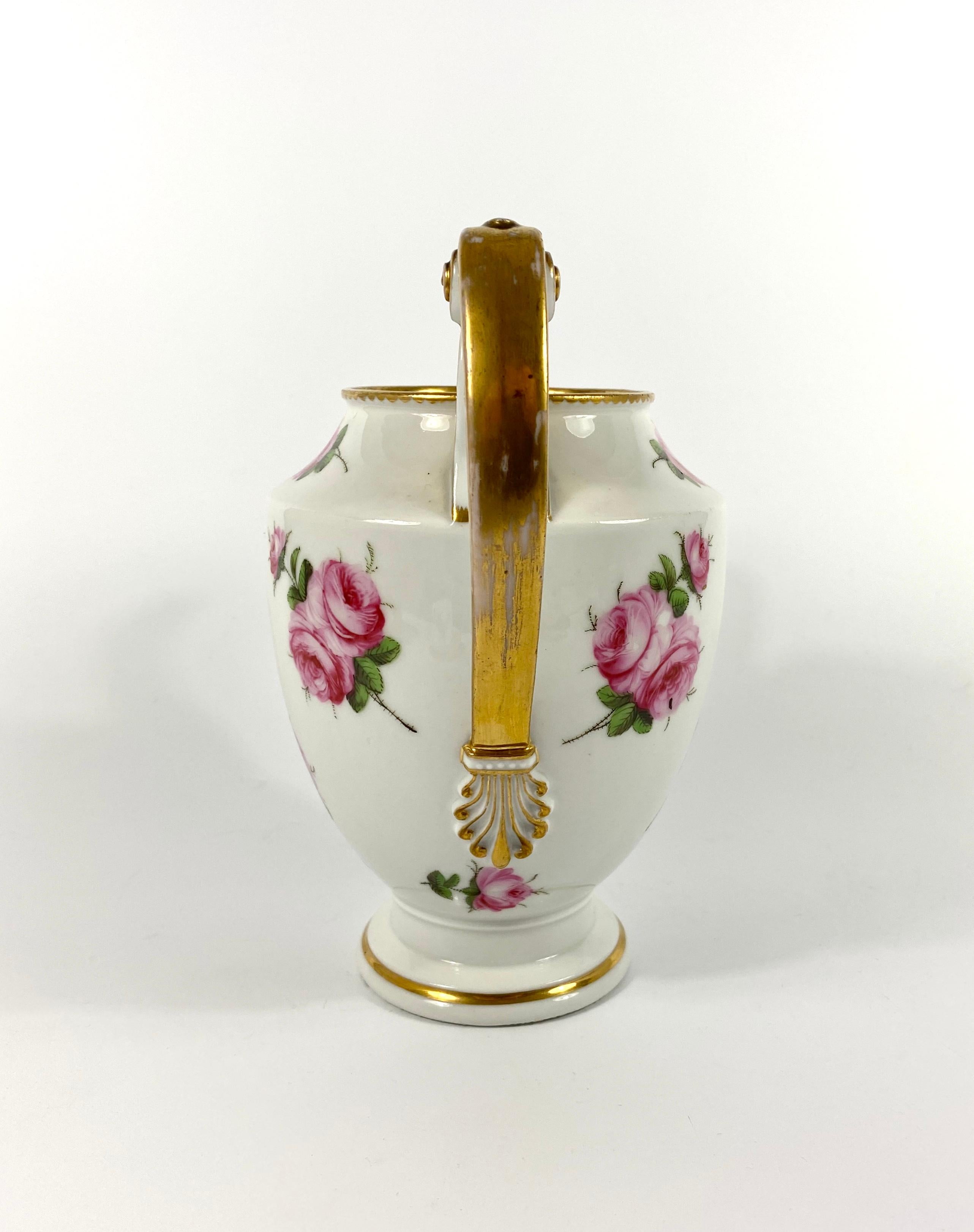 19th Century Paris Porcelain Coffee Pot, Roses, circa 1820