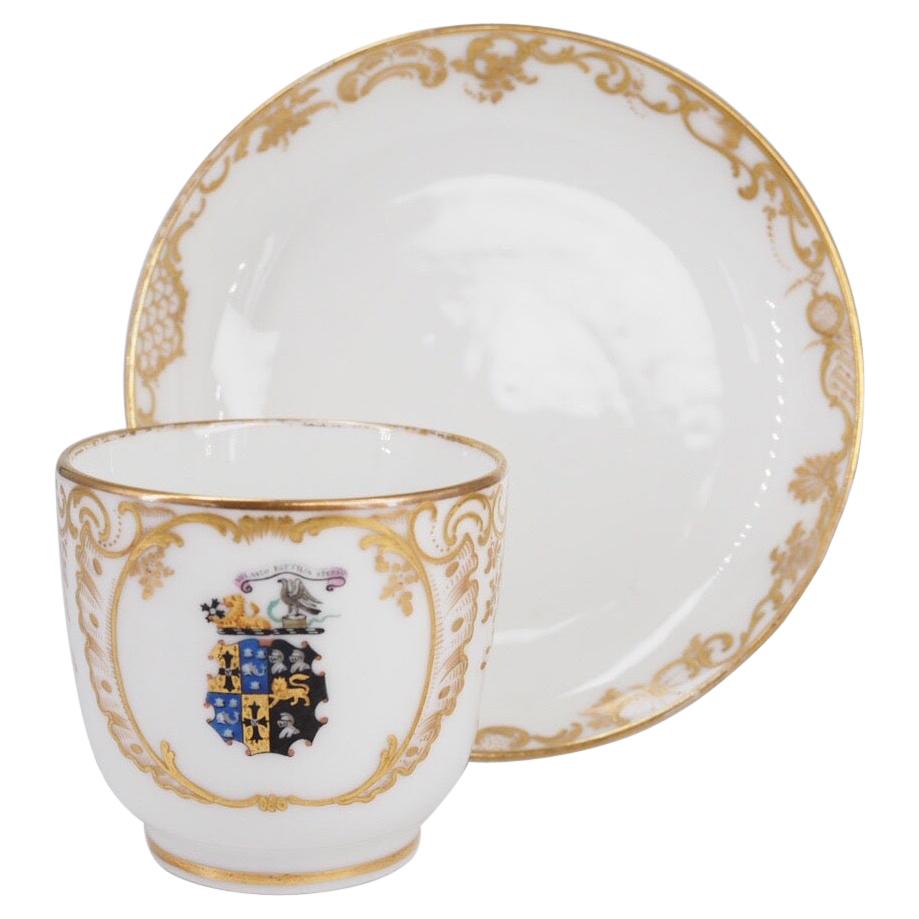 Paris Porcelain Cup & Saucer, Armorial ‘Boyer Succsr to Feuillet’, c. 1850 For Sale