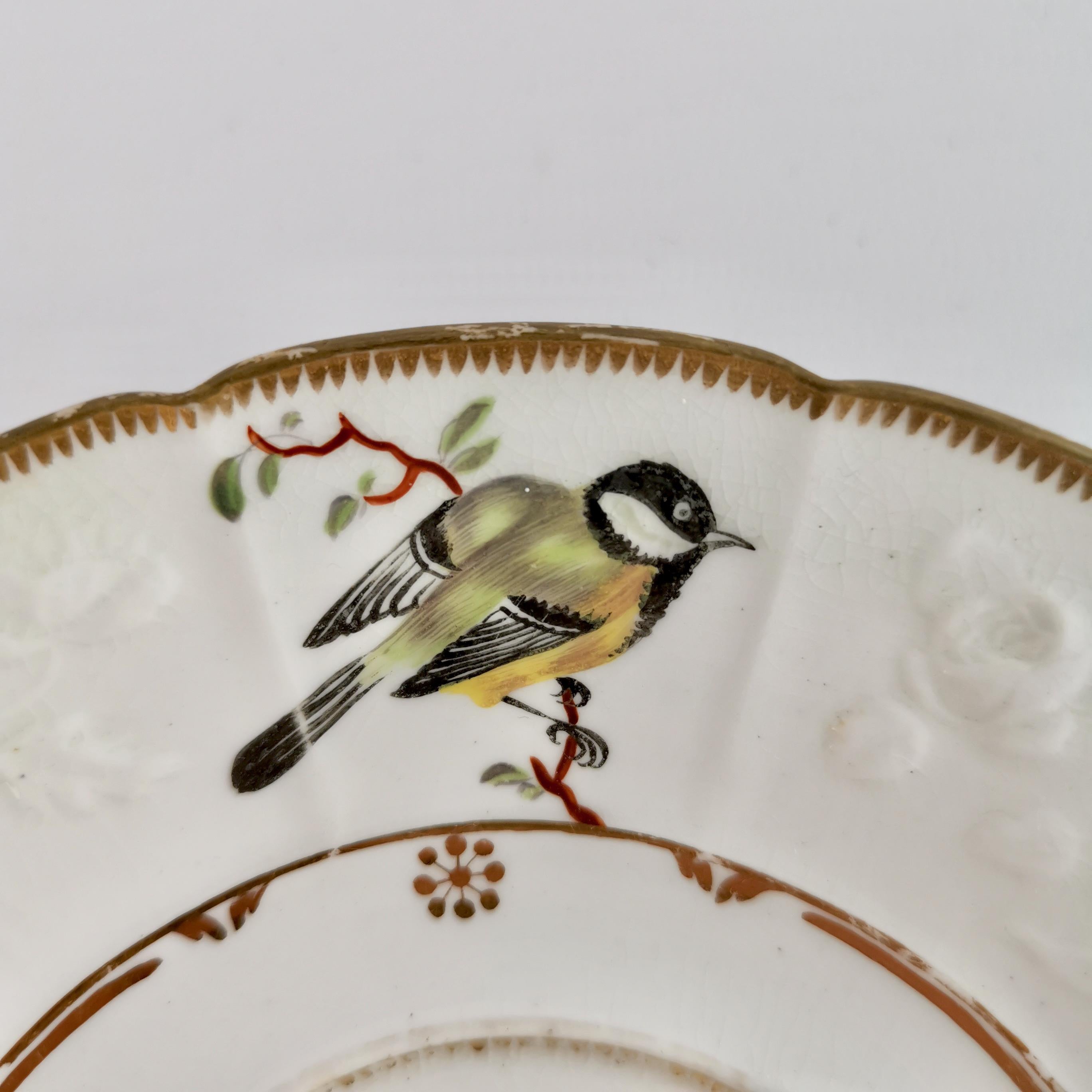 Paris Porcelain Écuelle Broth Bowl, White, Birds, Butterflies, Regency ca 1820 7