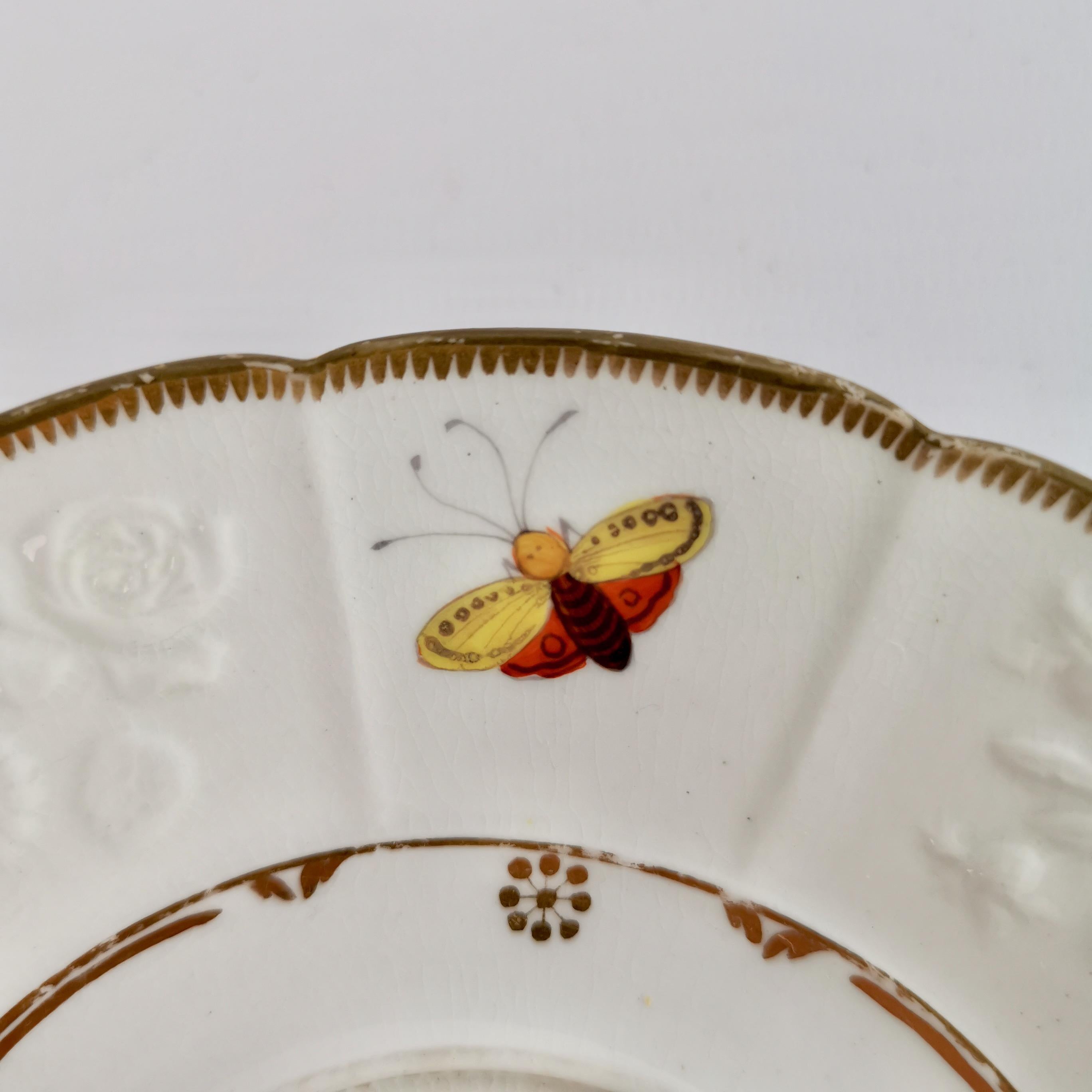 Paris Porcelain Écuelle Broth Bowl, White, Birds, Butterflies, Regency ca 1820 8