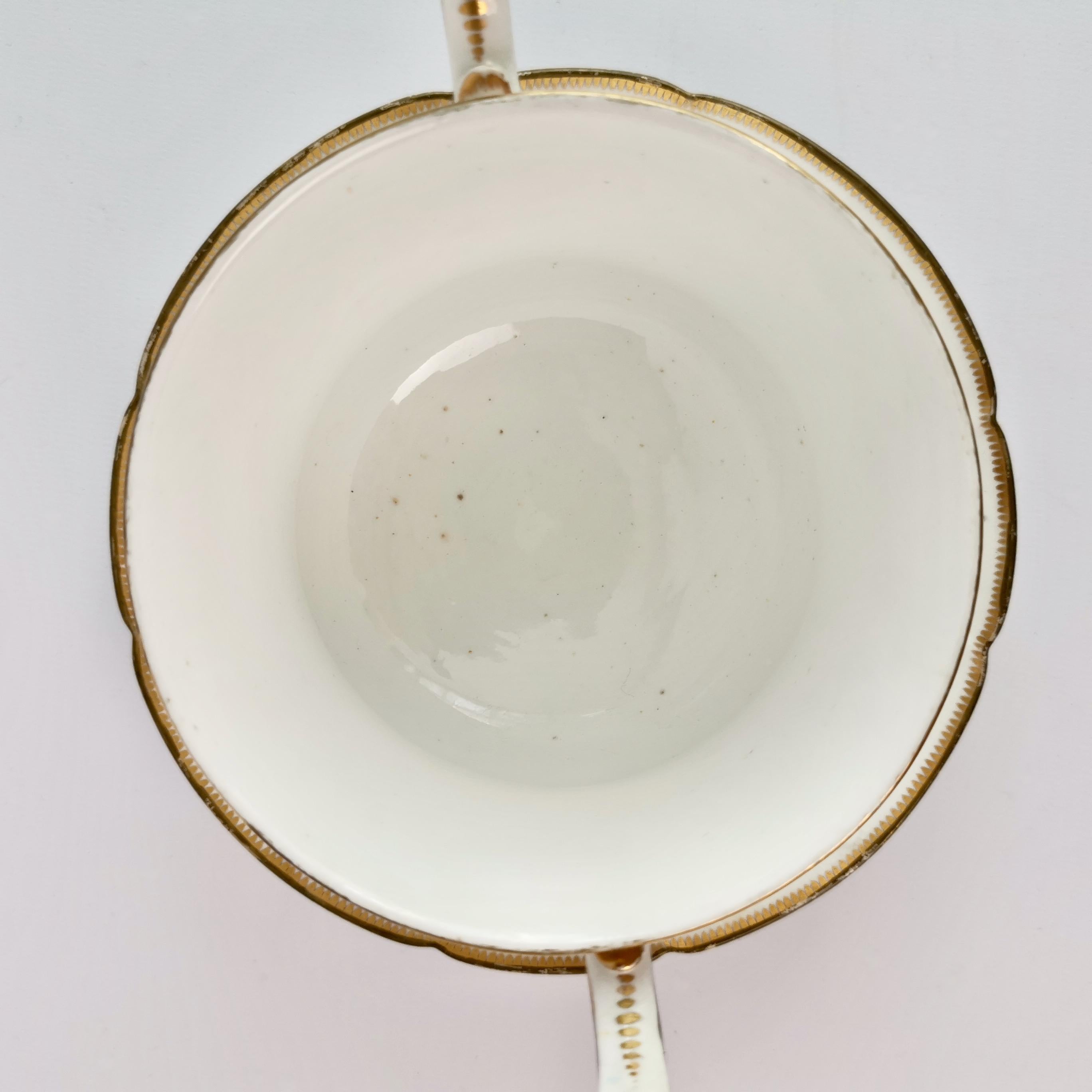 Paris Porcelain Écuelle Broth Bowl, White, Birds, Butterflies, Regency ca 1820 11