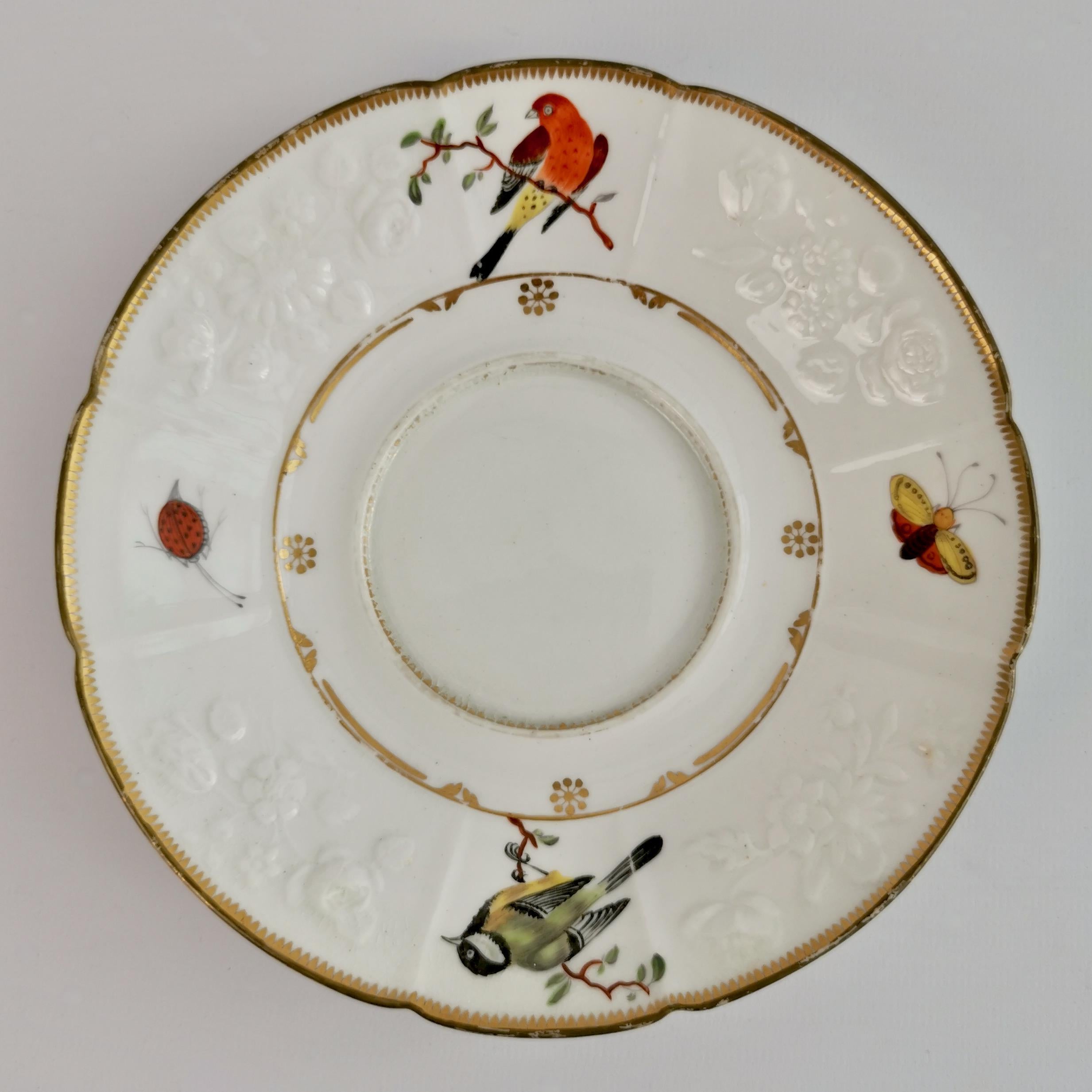 Early 19th Century Paris Porcelain Écuelle Broth Bowl, White, Birds, Butterflies, Regency ca 1820