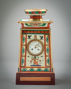 Paris Porcelain Egyptian Style Clock, Bayeaux, circa 1830