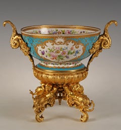 Paris Porcelain, Floral Bowl with Tritons, France, circa 1870