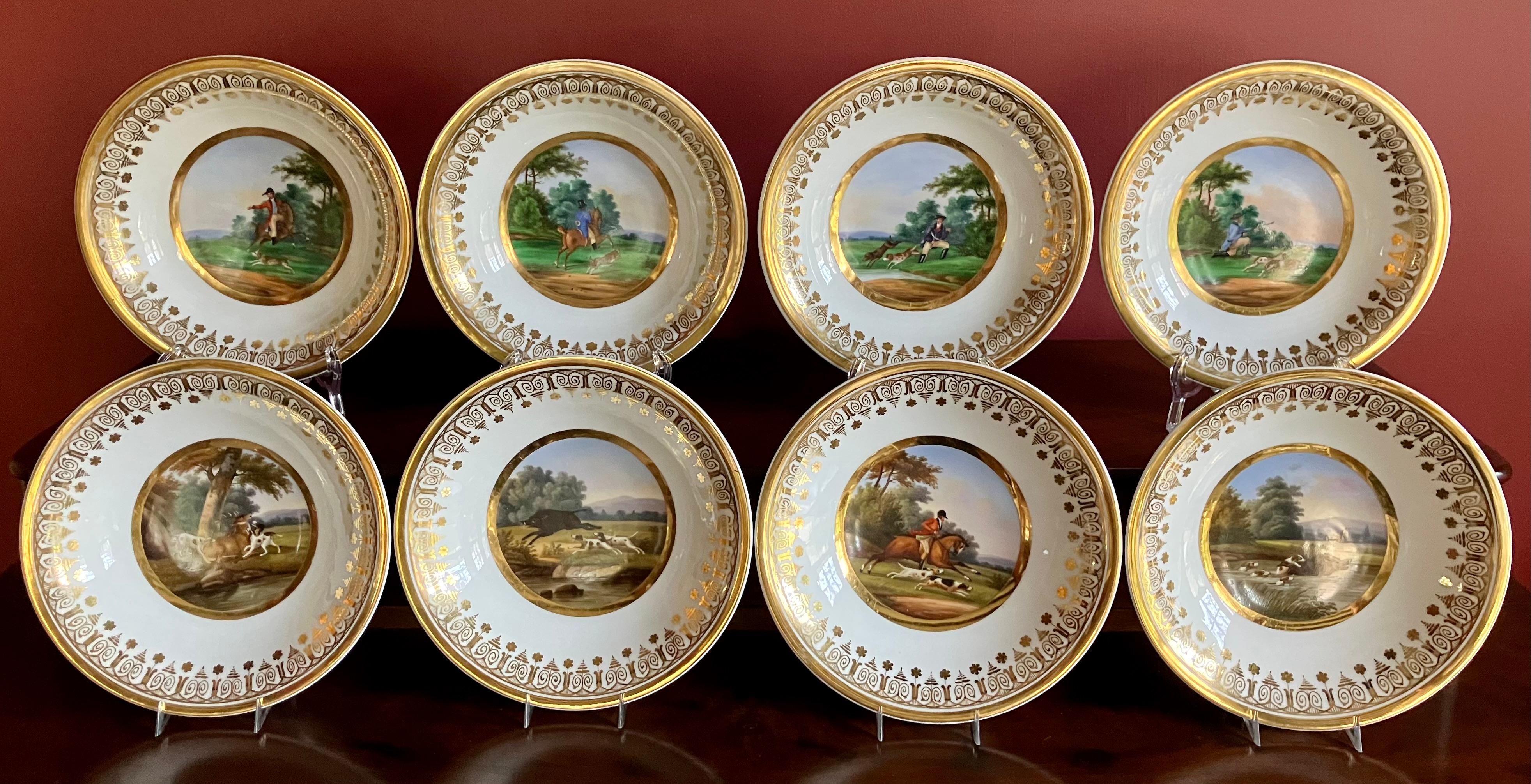 Pariser Porzellan Vergoldetes Jagdservice (Empire) im Angebot