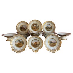 Paris Porcelain Gilt Banded Hunting Service